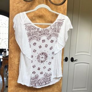 White with Tribal design top